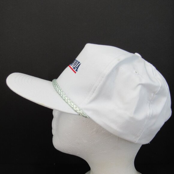 Wachovia Emb Logo Men's White Wide Brim w/Braid Adj Strap Back Trucker Cap Hat - Picture 3 of 8